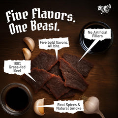 RIPPED JERKY comparación de tamaño con mano para escala práctica