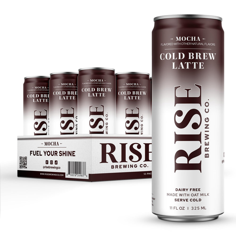 RISE Brewing Co. vista frontal de lata mocha enpack ahorro práctico