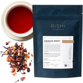 Rishi Tea paquete frente mostrando mezcla y color vibrante