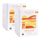 Rishi Tea empaque frontal mostrando el pack doble y apariencia orgánica