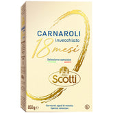 Riso Scotti paquete frontal mostrando 850 g, calidad para risotto