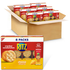 RITZ frente del paquete con galletas listas y fácil transporte