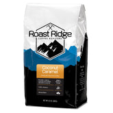 Roast Ridge paquete frontal 2 lb mostrando marca y beneficio de sabor infusionado