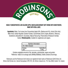 Robinsons etiqueta con ingredientes y sin azúcares añadidos destacada