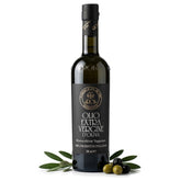 Botella ROI Taggiasca frontal mostrando etiqueta y volumen 500 ml, ideal para cocina