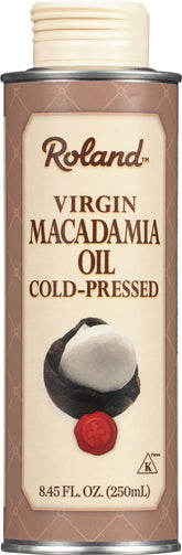 Roland Foods botella frontal mostrando aceite y marca, beneficio protección y calidad