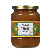 Roland Foods frasco frontal de Major Grey's Mango Chutney, apariencia atractiva y práctica