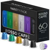 ROSSO CAFFÈ envase frontal mostrando variedad y beneficios de sabor