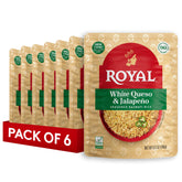 Royal paquete frontal White Queso y Jalapeño mostrando etiqueta y beneficios