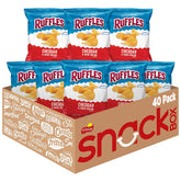 Ruffles empaque frontal 1 oz mostrando diseño y marca, conveniencia para eventos