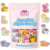 R.U.S. Candy surtido frontal con colores vivos y variedad