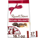 Russell Stover bolsa frontal mostrando presentación y peso, ideal para compartir