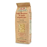 Rustichella d'Abruzzo paquete frontal mostrando orzo y marca, calidad auténtica
