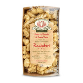 Rustichella d'Abruzzo paquete frontal mostrando la pasta radiatori y calidad italiana
