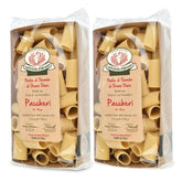 Rustichella d'Abruzzo paquete frontal mostrando 2 x 500 g, calidad auténtica