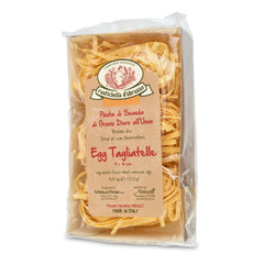 Rustichella d'Abruzzo paquete frontal mostrando pasta tagliatelle lista