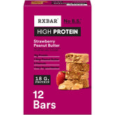 RXBAR barrita frente mostrando envoltorio y sabor fresa mantequilla de cacahuete