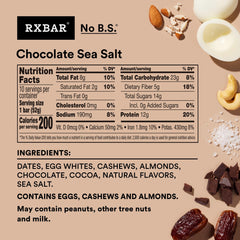 RXBAR barra desempaquetada Chocolate Sea Salt lista para consumo y energía
