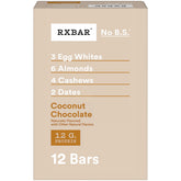 RXBAR vista frontal de caja mostrando 12 barras, ideal para almacenar