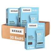 RXBAR vista frontal de la caja Vainilla Almendra con diseño y sabor