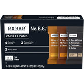 RXBAR vista frontal de la caja mostrando sabores y cantidad, conveniencia inmediata