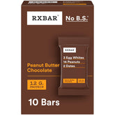 RXBAR frontal de la caja mostrando 10 barras y beneficios prácticos