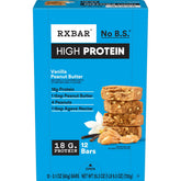 RXBAR empaque frontal que muestra vainilla y mantequilla de cacahuate, conveniencia