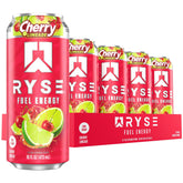 RYSE Up Supplements lata frontal mostrando etiqueta y sabor Cherry Limeade, refresco sin azúcar