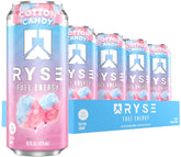 RYSE lata frontal Cotton Candy mostrando diseño y energía limpia
