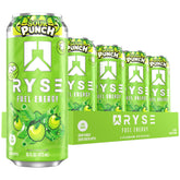 RYSE Up Supplements lata frontal Sour Punch Green Apple mostrando sabor y energía