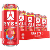 RYSE Up Supplements lata frontal Ring Pop Cherry mostrando diseño y energía