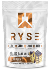 RYSE Up Supplements frente del envase arándano mostrando beneficios y porciones
