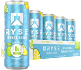 RYSE lata frontal Ocean Breeze mostrando etiqueta y beneficio energético