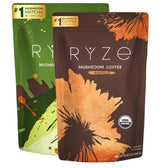 RYZE SUPERFOODS paquete frontal mostrando los tres frascos y etiquetas claras