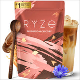 RYZE SUPERFOODS envase frontal del producto, presentación clara y orgánica