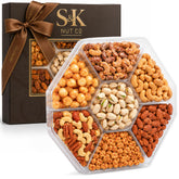 S&K Nut Co. bandeja frontal en caja boutique, presentación lista para regalar
