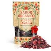 Sabor Orgánico bolsa frontal mostrando flor de jamaica y frescura