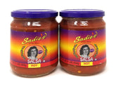 Sadie's frasco frontal 16 oz mostrando etiqueta clara y conveniencia