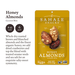 Sahale Snacks primer plano de almendras glaseadas con brillo de miel y crujido