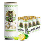 SaltyWater lata frontal Limón Lima mostrando el diseño y la marca, hidratación limpia