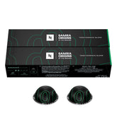 SAMRA ORIGINS caja frontal mostrando diseño y 20 cápsulas, atractivo de edición limitada