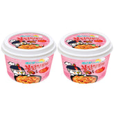 SAMYANG envase frontal del Carbo Buldak tteokbokki, identifica la marca fácilmente