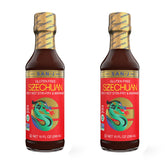 San-J frontal del pack 2x10 oz mostrando etiquetas y beneficio sin gluten