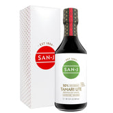 San-J Tamari Lite frente de botella mostrando tamaño y diseño