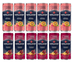San Pellegrino pack frontal mostrando 6 Pomegranate y 6 Prickly Pear, ideal para reuniones