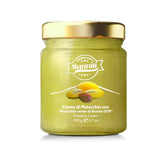 Sanniti crema pistacho en envase frontal mostrando etiqueta DOP y elegante presentación