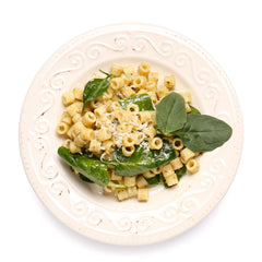 Sanniti ditalini servido en sopa mediterránea aportando sabor y consistencia