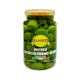 Sanniti frasco delantero mostrando aceitunas Castelvetrano y frescura