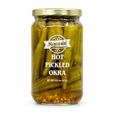 Sanniti frasco delantero mostrando okra encurtida y atractivo visual