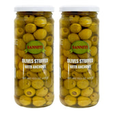 Sanniti frasco frontal mostrando aceitunas verdes gourmet y practicidad